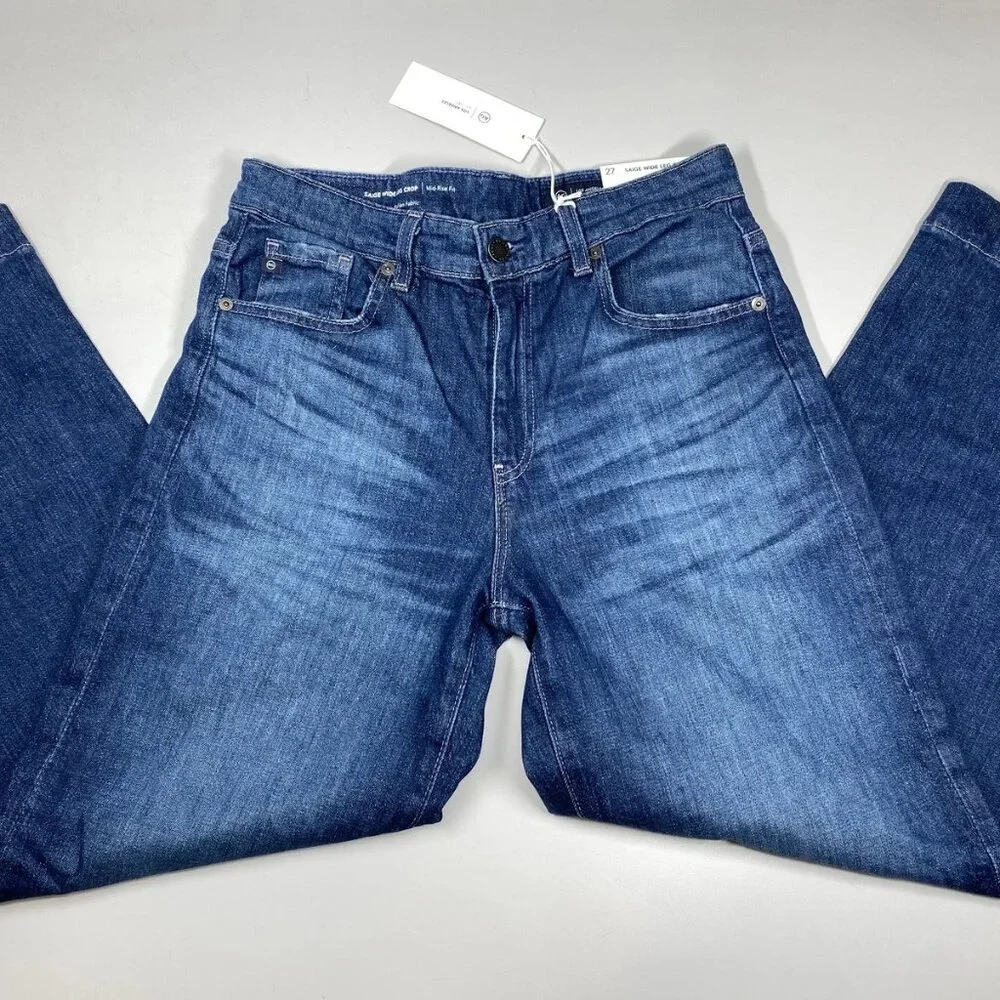 NEW AG Women’s Saige Wide Leg Cropped Jeans Dark Blue Size 27 - Picture 1 of 11